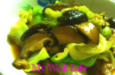 Stir fried cabbage and fresh shiitake mushrooms