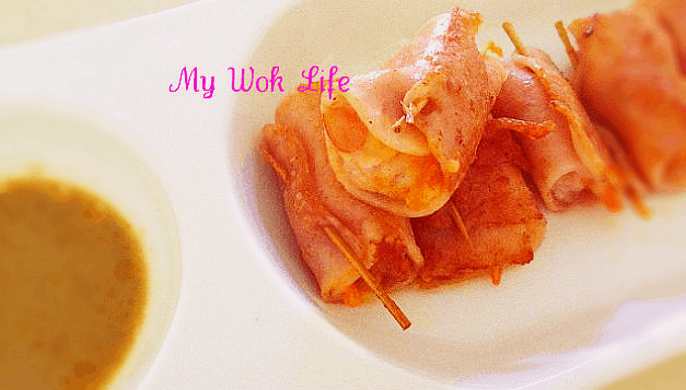 My Wok Life Cooking Blog - Delicious Ham Rolls with Prawns & Vegetables -
