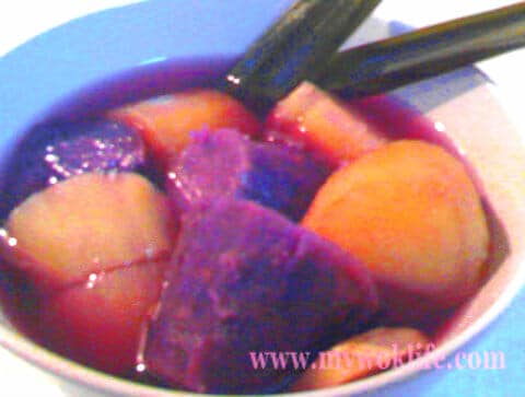 My Wok Life Cooking Blog - Purple Sweet Potatoes Dessert Soup -