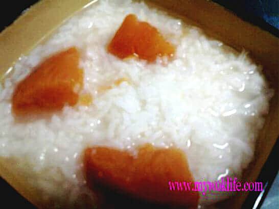 Plain porridge with sweet potatoes