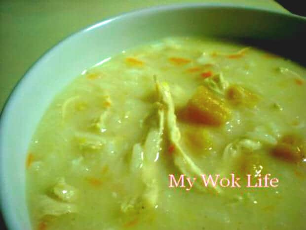 Shredded chicken congee