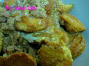 golden egg tofu with minced meat