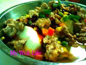 Steamed tofu and minced meat