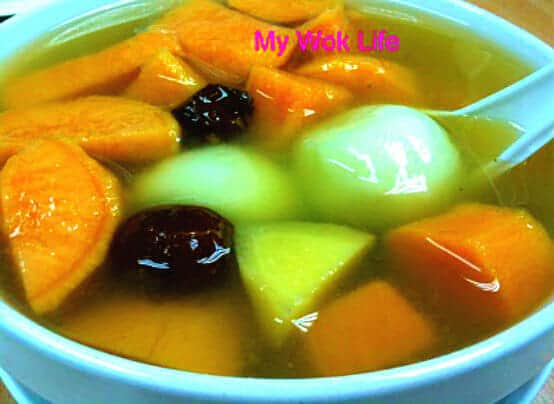 Sweet potato and rice ball dessert