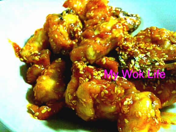 My Wok Life Cooking Blog - Honey Sesame Chicken (甜蜜金凤 - 密糖芝麻鸡) -
