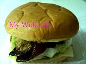 Bak Kwa and pork floss Burger