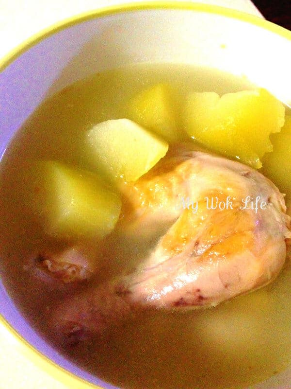 Chicken leg soup with Fo Shou Gua