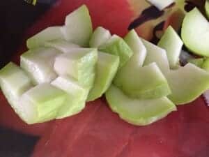 Chayote prepared to be cooked