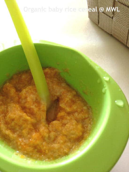 Cereal with mashed pumpkin for older baby