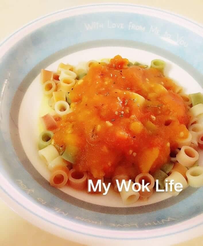 My Wok Life Cooking Blog - Baby Pasta with Homemade Organic Sauce -