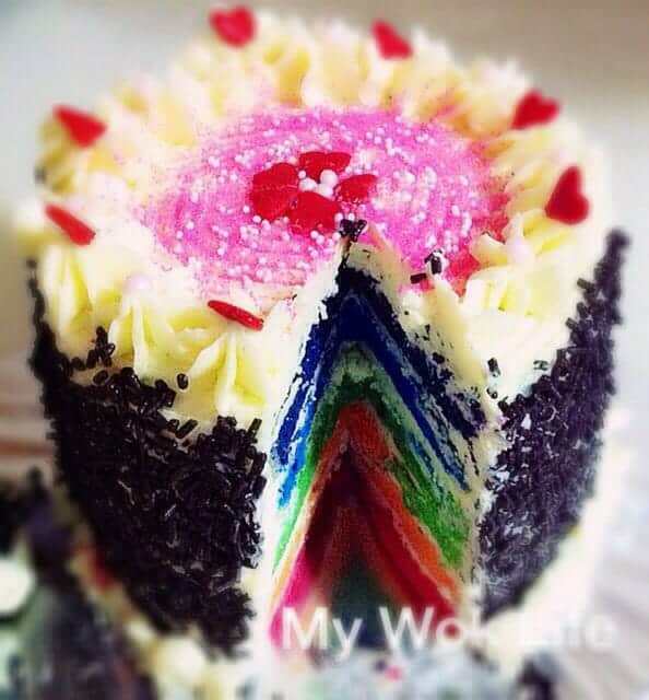My Wok Life Cooking Blog - Rainbow Cake with Swiss Butter Cream Frosting -