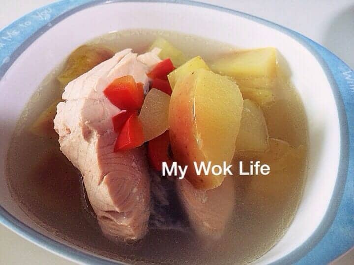 My Wok Life Cooking Blog - Apple Salmon Soup -
