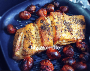 Grilled Mixed Herbs Salmon & Tomatoes (Air-Fried)