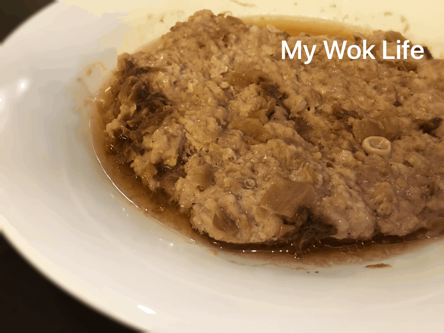 My Wok Life Cooking Blog Steamed Minced Pork with Mei Cai (Preserved Vegetable) 梅菜蒸肉饼