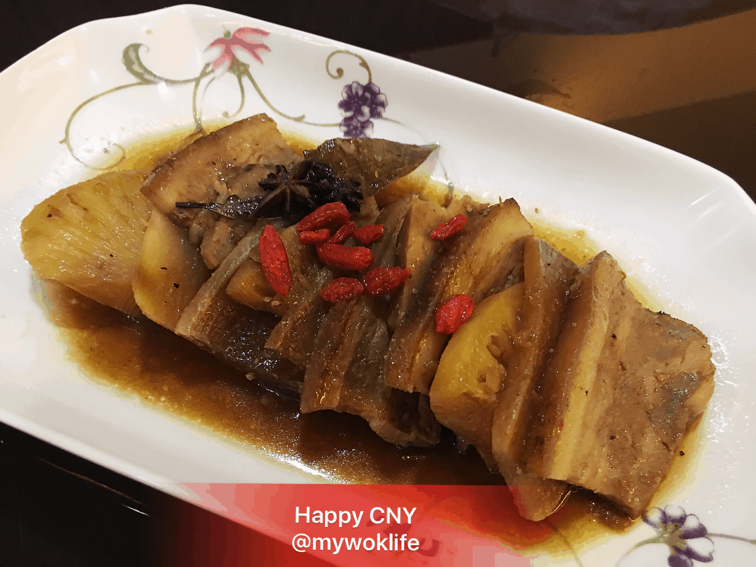 My Wok Life Cooking Blog - Festive Dish: Steamed Pork Belly with Taro Pineapple & White Radish (年菜: 好意头(芋头)旺来扣肉) -