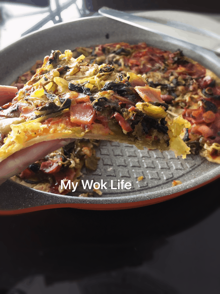 My Wok Life Cooking Blog - Myanmarese Tea Leaves Salad Pizza with Easy Mission Foods Pizza Crust -