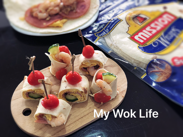 My Wok Life Cooking Blog - Festive Prawns Wrap Pinwheels (时节虾风车卷饼) -