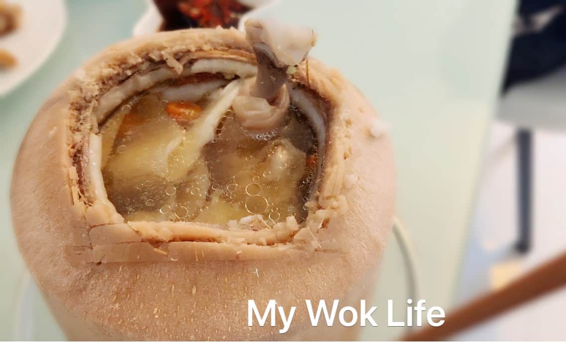 My Wok Life Cooking Blog - Double-Boiled Herbal Chicken Coconut Soup (鸡炖药材椰子汤) -