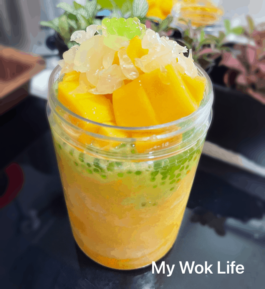 My Wok Life Cooking Blog - Easy Mango Sago Pomelo in Jar (简易罐装芒果西米露) - Mango Sago Pomelo